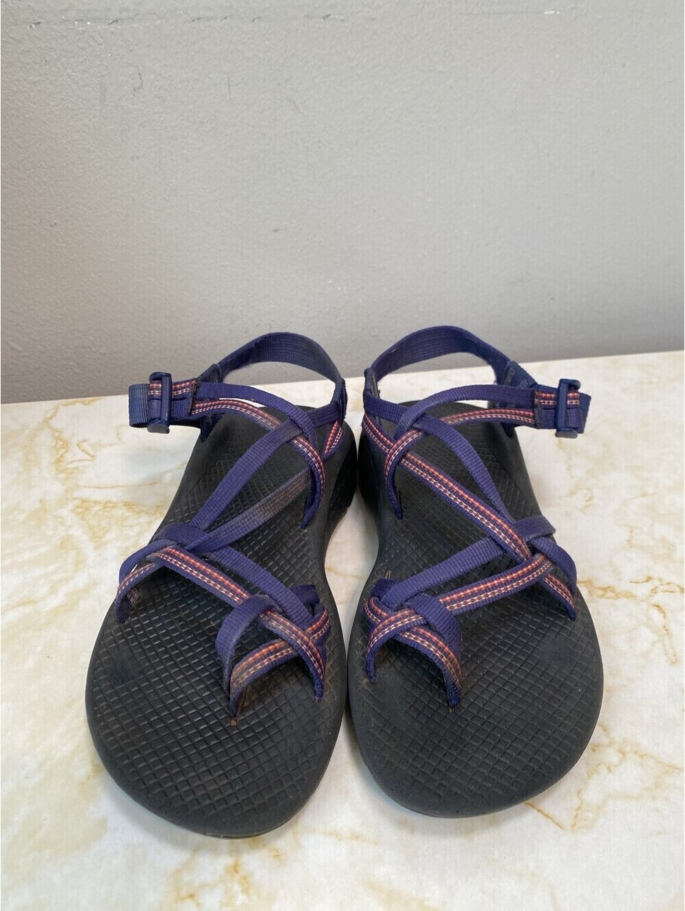 Chaco Toe Loop Sport Sandals Blue Orange Women’s 7